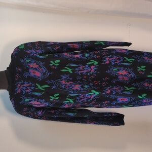 Vintage Black Colorful Sweater  Wool Blend Dress, Size L